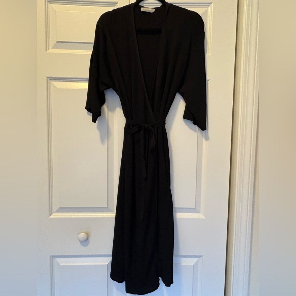 Everlane Black Ribbed Wrap Dress